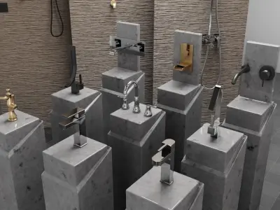 Bathroom Fixture Collection 15-Piece 3D model