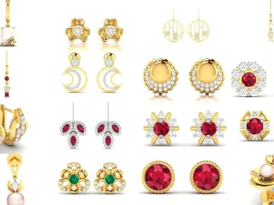 98 LIGHT WT EARRINGS  3D Model Pack