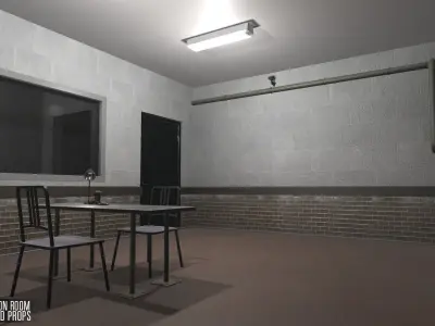 Interrogation room - interior and props Low-poly 3D model