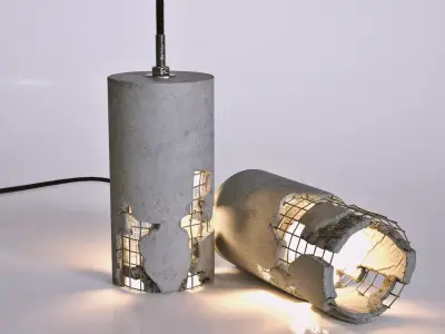Delta two concrete lamps with hole in middle 3D model