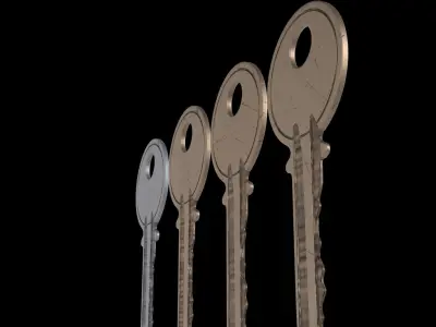 4 Old Keys  Low-poly 3D model