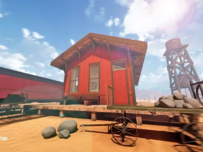 Train station - Western Low-poly 3D model