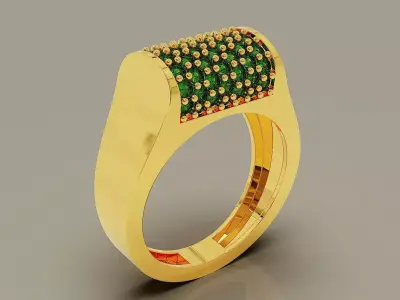 Pave set round shape diamond ring Free 3D print model