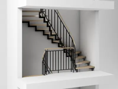 Stair - Modern Open Stairs and Railing 3D model