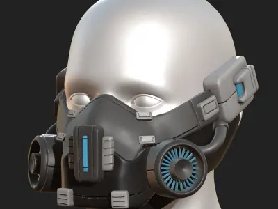 Gas mask helmet scifi futuristic military  Low-poly 3D model