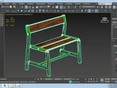 Street bench in the park PBR 3D model
