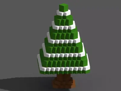 Xmas Tree Voxel - 5 Low-poly 3D model