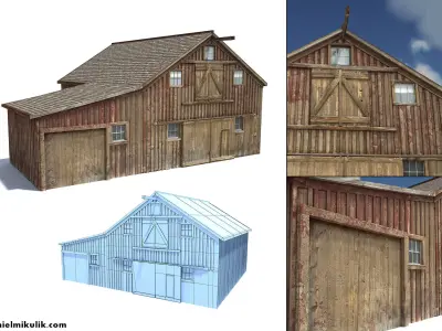Low Poly Wild West Barn Low-poly 3D model