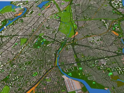 Upper Manhattan New York 2 September 2020 Low-poly 3D model