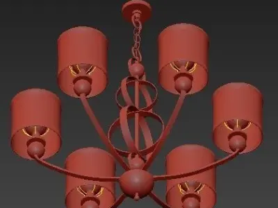 Cerchi light chandelier in chrome with shades 3D model