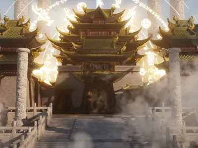 Palace Suspended Island Palace Fairyland Archway Forbidden City 3D model