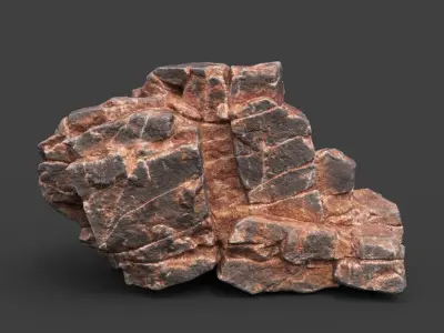 Low poly Desert Cracked Rock 220124 Low-poly 3D model