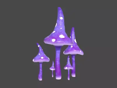 Fantasy Mushroom G06 Purple - Scene Backdrop Design Low-poly 3D model