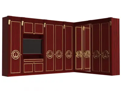 Classic Wardrobe Furniture 0403 Wood Low-poly 3D model