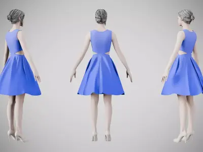 Dress 33 Very Light Blue Low-poly 3D model