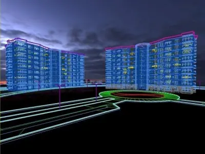 Apartments with interior Plan and master Plan 3D model