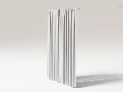 Rod Pocket Curtains 3D Model 3D model