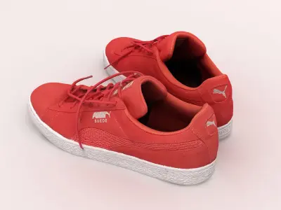 Puma Suede Trainers Red 3D model
