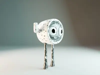 creature in black and white Low-poly 3D model