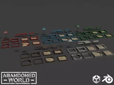 Sandbox Set For Playground Low-poly 3D model