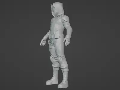 Futuristic Cybernetic Warrior Bust - 3D Printable  3D print model