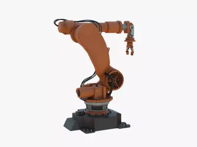 Industrial Robot Arm Orange Rusty Low-poly 3D model