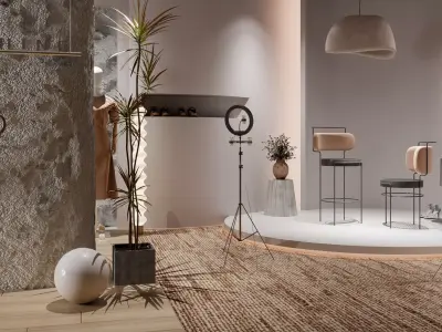 Live Stream Fashion Boutique - Interior Scene Low-poly 3D model