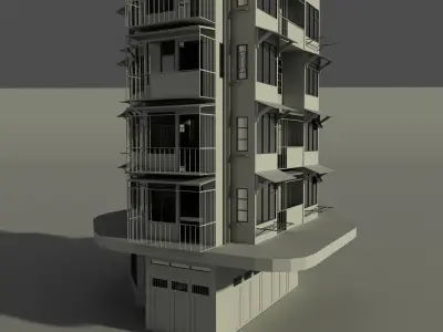 Hong Kong Building Low-poly 3D model