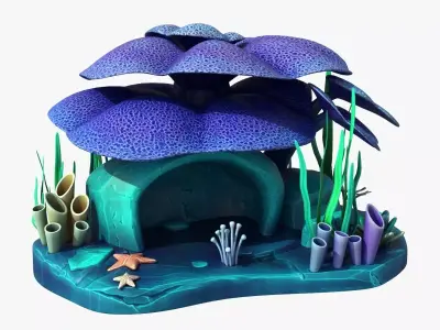 Cartoon Coral Reef v3 Low-poly 3D model