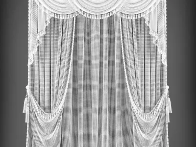 Curtain with fringes Low-poly 3D model