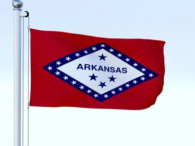 Animated Arkansas Flag Low-poly 3D model