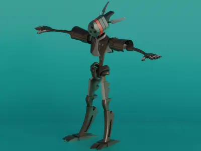 NeoDroid Rigged 3D Robot Character for VRChat VTubing Low-poly 3D model