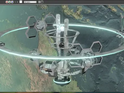 Animated Sci-Fi Space Station Scene 3D model