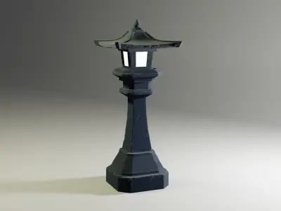 Stylize Stone Lamp High And Lowpoly Model Low-poly 3D model