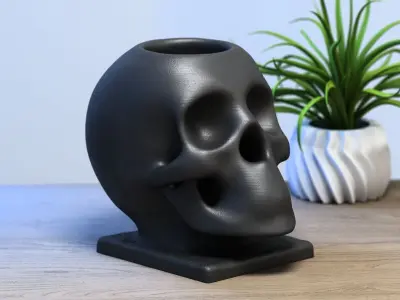 Skull robot pen holder Cyborg pen holder 3D print model buy