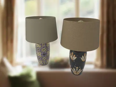 Table lamp in modern style and vintage style Low-poly 3D model