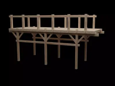 Wooden Bridge for games   Low-poly 3D model