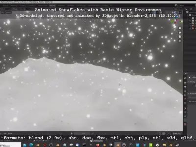 Animated snowflakes with basic winter environment Low-poly 3D model