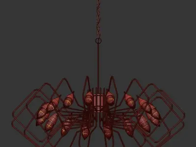 SONATA gold chandelier with crystals hanging from it 3D model