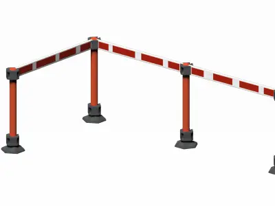 Red strip crowd barrier  Low-poly 3D model