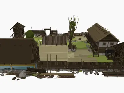 Medieval Construction Site  Low Poly 3D Assets  Low-poly 3D model