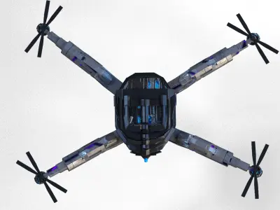Futuristic Neon Drone  Sci-Fi UAV with Blue Glow Low-poly 3D model