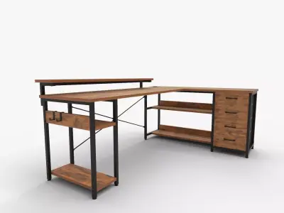AODK L Shaped Desk with Drawer Computer Desk   3D model