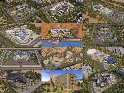 12 Architecture 3D Projects - 2D Drawings - Collection 01 3D Model Pack