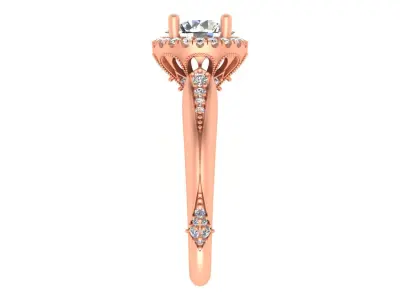 Classic Round-Cut Halo Engagement Ring  3D print model