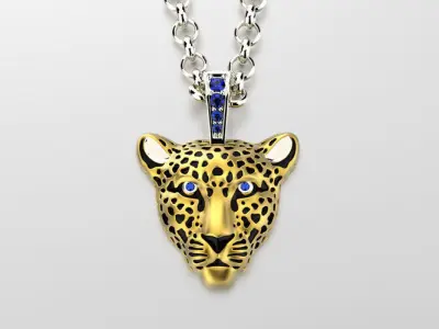 Light leopard pendant with enamel 0076 v3 3D print model