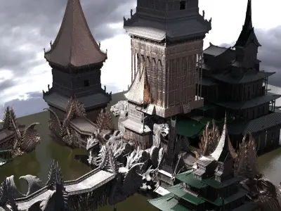 Golden Triangle God Emporors CityTemples Kitbash 3D model