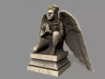 Angel egyptian statue with wings Low-poly 3D model buy