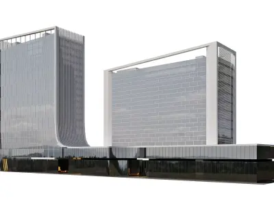 Twin-Tower Office Complex 3D model