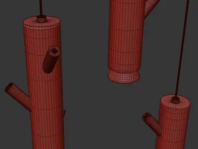 askum three wooden pendant lights hanging 3D model